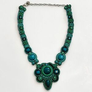 Abbott Lyon Turquoise Green Beaded Statement Necklace